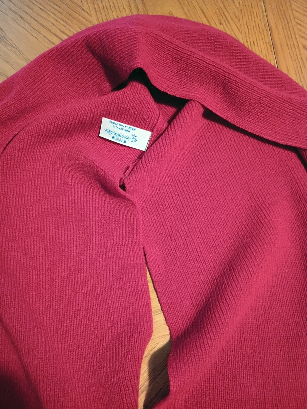Ari, Soft Ribbed Sweater Scarf in Deep Raspberry - Picture 4 of 4